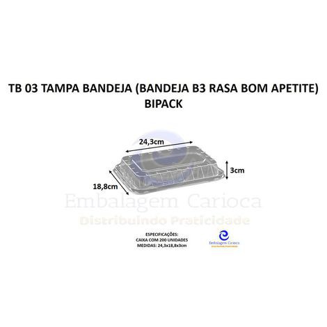 TB 03 TAMPA BANDEJA CX.200 BIPACK (BANDEJA B3 BOM APETITE/COPOBRAS)