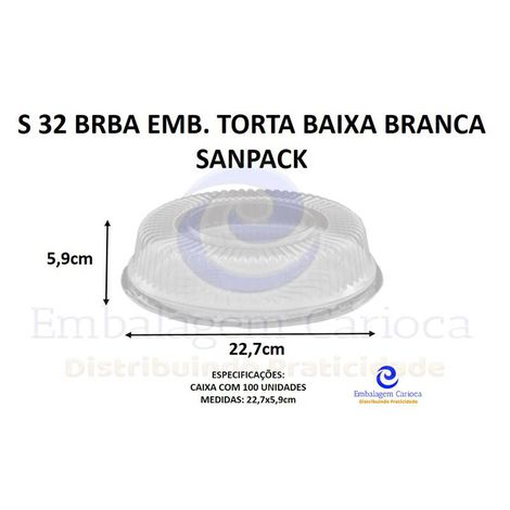 S 32 BRBA EMB. TORTA BAIXA BRANCA CX.100 SANPACK