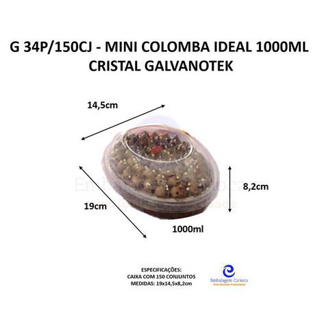 G 34P/150CJ - MINI COLOMBA IDEAL 1000ML CRISTAL PET GALVANOTEK