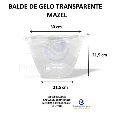 BALDE DE GELO TRANSPARENTE CX C/10 MAZEL
