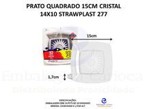 PRATO QUADRADO 15CM CRISTAL 14X10 STRAWPLAST 277