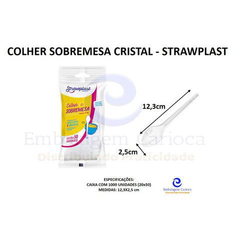 COLHER SOBREMESA CRISTAL 20X50 STRAWPLAST 200