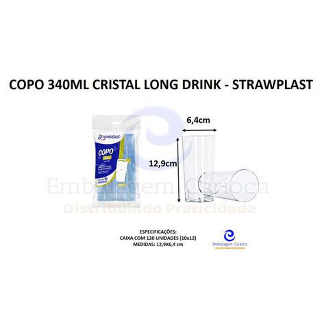 COPO 340ML CRISTAL LONG DRINK 12X10 STRAWPLAST 354