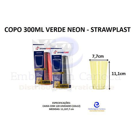 COPO 300ML VERMELHO NEON 12X10 STRAWPLAST 468