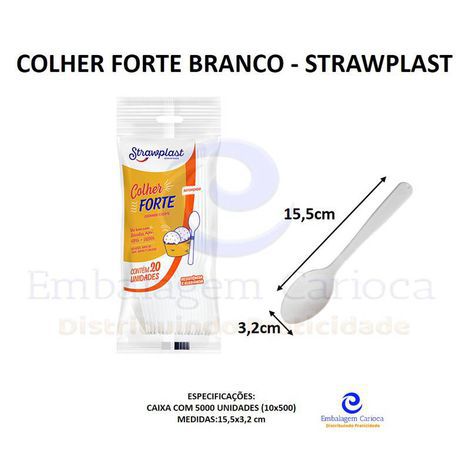 COLHER FORTE BRANCO 10X50 STRAWPLAST 210 (MASTER)