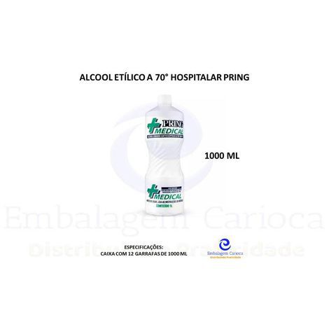 ALCOOL ETILICO A 70º HOSPITALAR CX. 12X1000 ML PRING LIQUIDO
