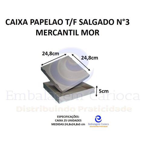 CAIXA PAPELAO T/F SALGADO N 3 C/25 24,8X24,8X5