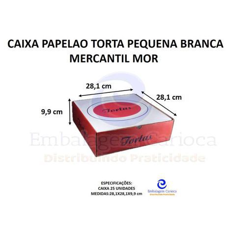 CAIXA PAPELAO TORTA PEQUENA BRANCA C/25 28,1X27,8X9,9