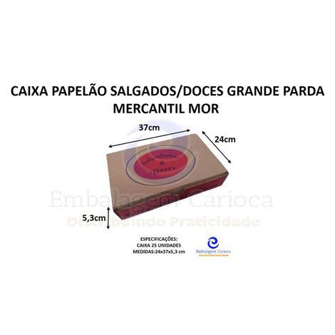 CAIXA PAPELAO SALGADOS/DOCES MEDIA PARDA C/25 24X37X5,3