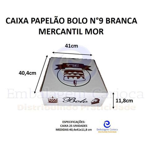 CAIXA PAPELAO BOLO N 9 BRANCA C/25 41X40,4X11,8