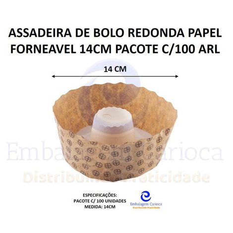ASSADEIRA DE BOLO REDONDA PAPEL FORNEAVEL 14CM PACOTE C/100 ARL