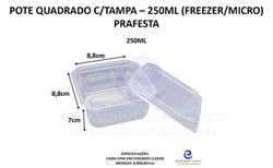 POTE QUADRADO 250ML C/TAMPA 12X20 PRAFESTA (FREEZER/MICRO)