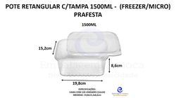 POTE RETANGULAR PP 1500ML 12X10 C/TAMPA PRAFESTA (FREEZER/MICRO) KIT