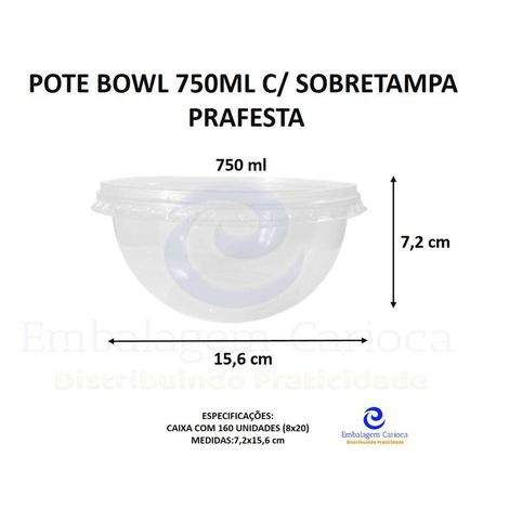 POTE BOWL 750ML C/ SOBRETAMPA 8X20 PRAFESTA