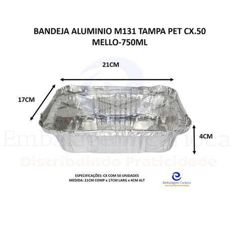 BANDEJA TAMPA PET ALUMINIO M131 CX.50 MELLO-750ML