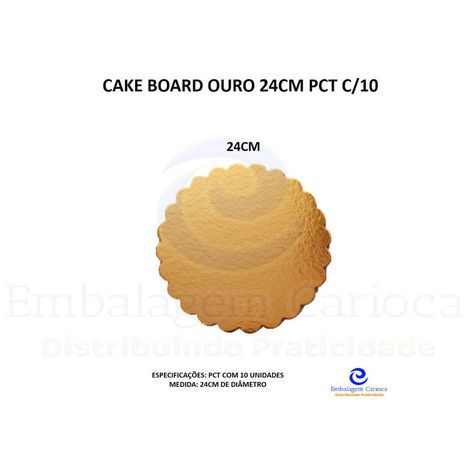 CAKE BOARD OURO 24CM PCT C/10