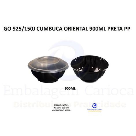 GO 925/150CJ CUMBUCA ORIENTAL 900ML PRETA PP GALVANOTEK