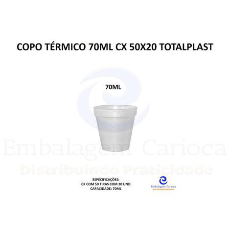 COPO TERMICO 70ML CX 50X20 TOTALPLAST