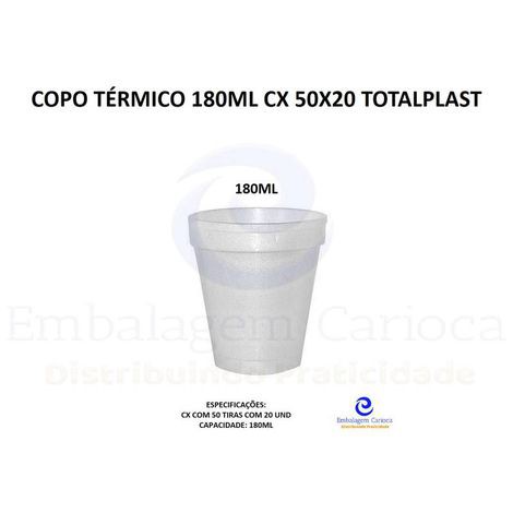 COPO TERMICO 180ML CX 50X20 TOTALPLAST