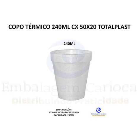 COPO TERMICO 240ML CX 50X20 TOTALPLAST