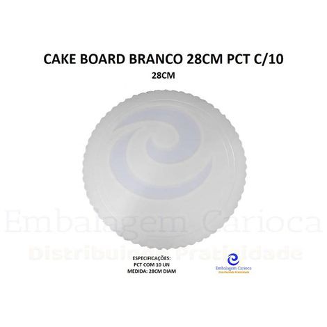 CAKE BOARD BRANCO 28CM PCT C/10