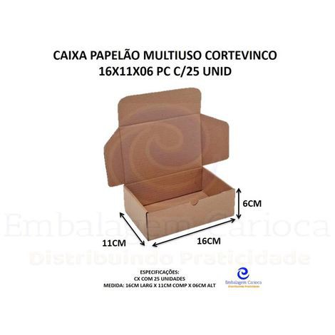 CAIXA PAPELAO (CORREIOS) MULTIUSO CORTEVINCO 16X11X06 PC C/25 UNID