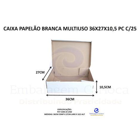 CAIXA PAPELAO BRANCA CUPCAKE 36X27X10,5 PC C/25 DURA