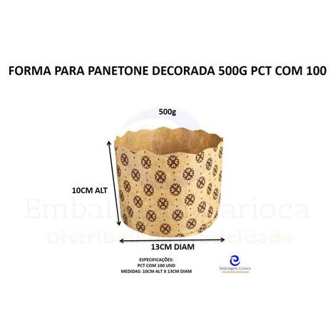 FORMA P/ PANETONE DECORADA 500G PCT C/ 100
