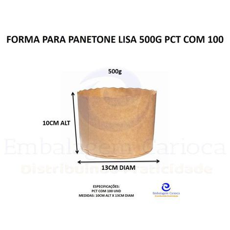 FORMA P/ PANETONE LISA 500G PCT C/ 100