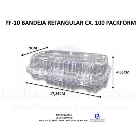 PF-10 BANDEJA RETANGULAR CX. 100 PACKFORM