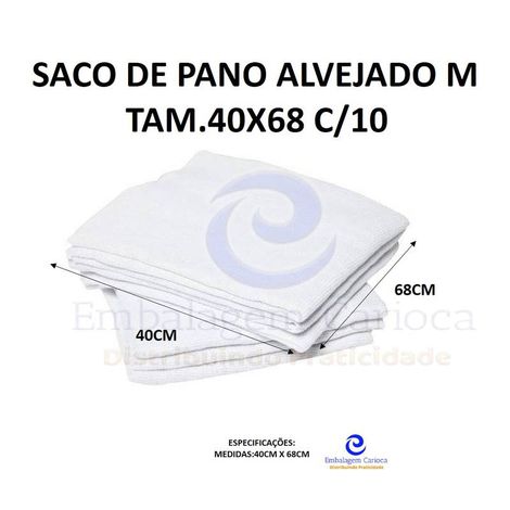 SACO DE PANO ALVEJADO M TAM.40X68 C/10