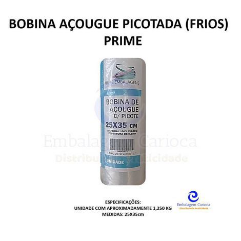 BOBINA ACOUGUE (FRIOS-FOLHA) PRIME PICOTADA 25X35