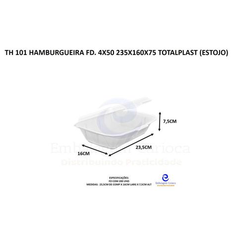 TH 101 HAMBURGUEIRA FD. 4X50 235X160X75 TOTALPLAST (ESTOJO)