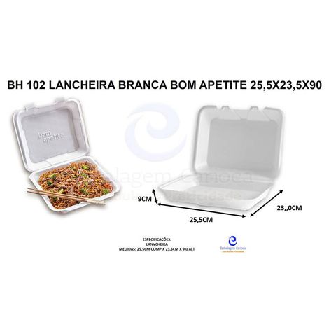BH 102 LANCHEIRA BRANCA C/100 BOM APETITE 255X235X90 (ESTOJO)