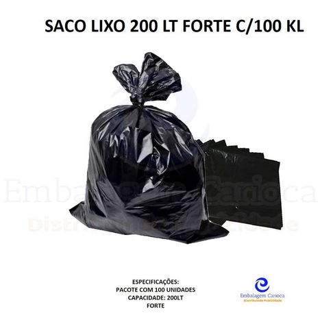 SACO LIXO 200 LT FORTE C/100 KL