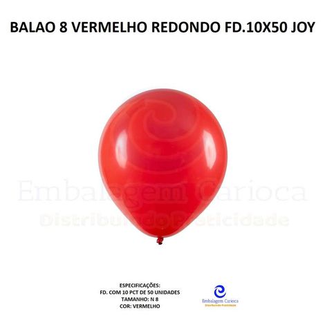 BALAO 8 VERMELHO REDONDO FD.10X50 JOY