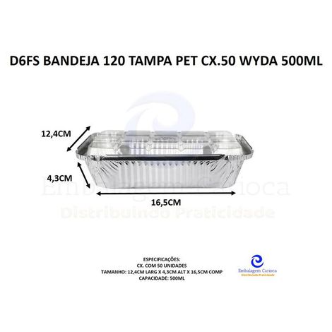 D6FS BANDEJA 120 TAMPA PET CX.50 WYDA - 500ML XXX