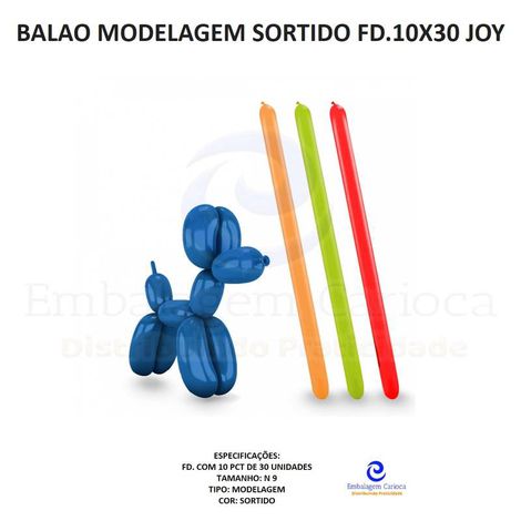 BALAO MODELAGEM (CANUDO LINHA) SORTIDO FD.10X30 JOY