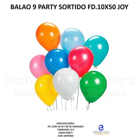 BALAO 9 PARTY SORTIDO FD.10X50 JOY