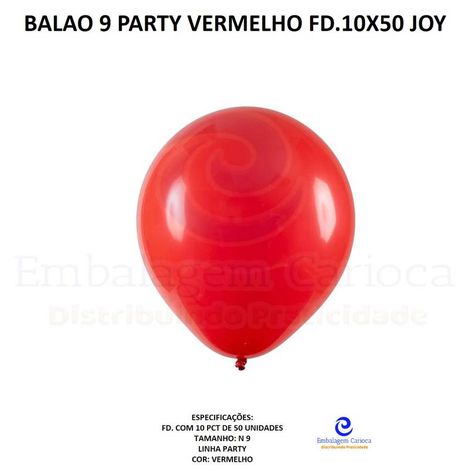 BALAO 9 PARTY VERMELHO FD.10X50 JOY