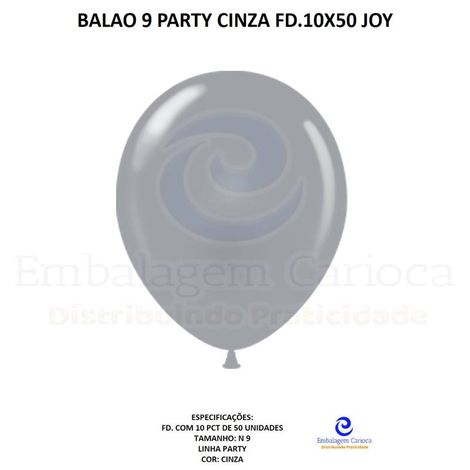 BALAO 9 PARTY CINZA FD.10X50 JOY