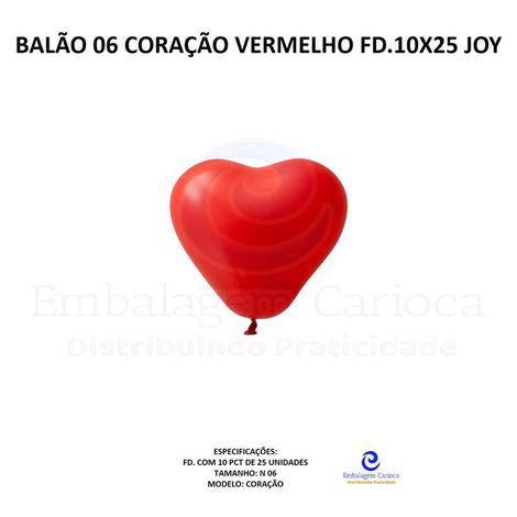 BALAO 06 CORACAO VERMELHO FD.10X25 JOY