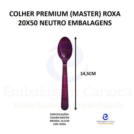 COLHER PREMIUM (MASTER) ROXA 20X50 NEUTRO EMBALAGENS
