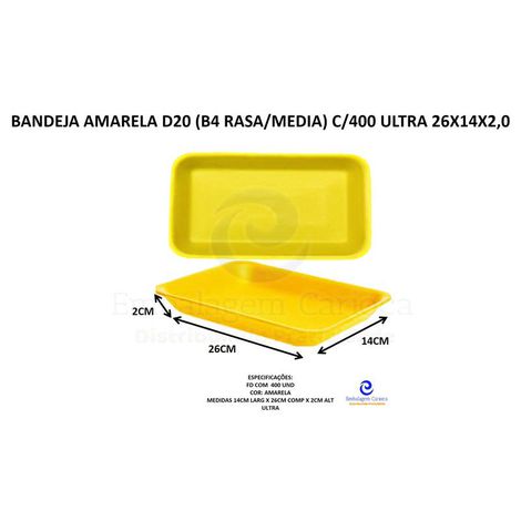 BANDEJA AMARELA D20 (B4 RASA/MEDIA) C/400 ULTRA 26X14X2,0