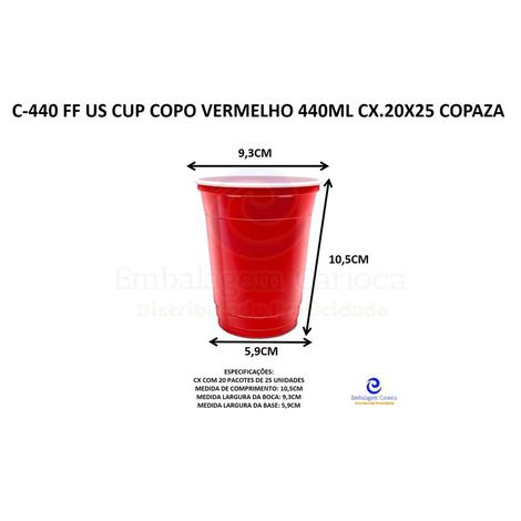 C-440 FF US CUP COPO VERMELHO 440ML CX.20X25 COPAZA