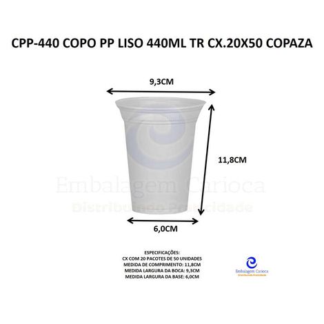 CPP-440 COPO PP LISO 440ML TR CX.20X50 COPAZA
