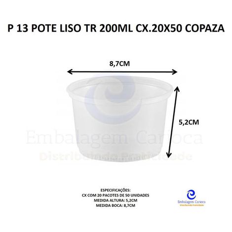 P 13 POTE LISO TR 200ML CX.20X50 COPAZA