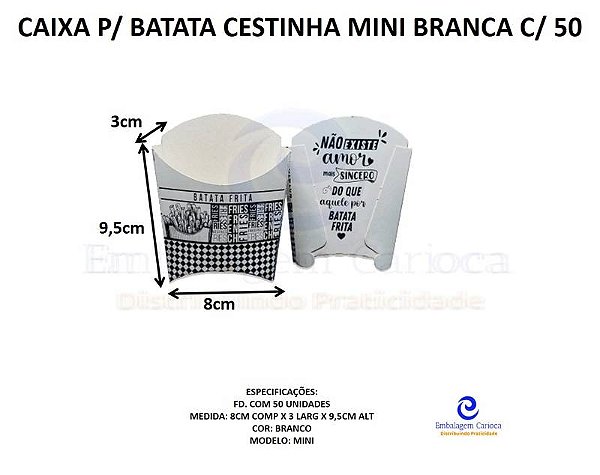 CAIXA P/ BATATA CESTINHA MINI BRANCA C/50 SALVI