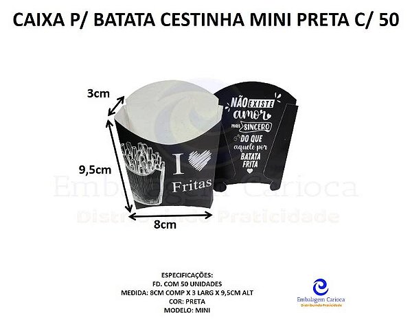 CAIXA P/ BATATA CESTINHA MINI PRETA C/50 SALVI