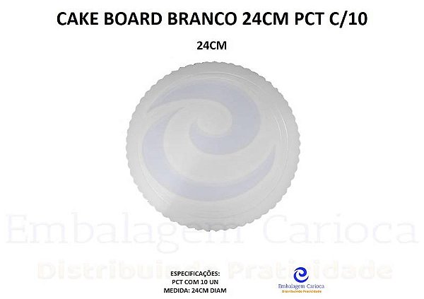 CAKE BOARD BRANCO 24CM PCT C/10